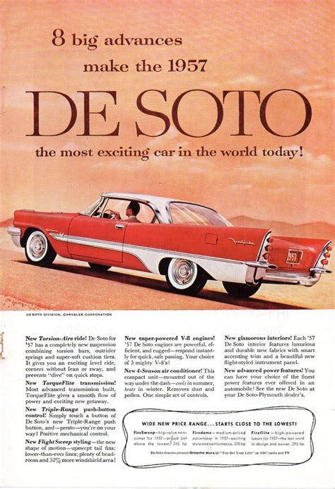 Desoto Fireflite Door Hardtop Usa Original Magazine