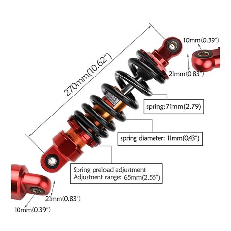 TDPRO Universal Dirt Bike 10 5 270mm Aluminum Spring Rear Motorcycle