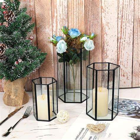 Large Glass Hurricane Centerpieces Long Stem Glass Candle Holders