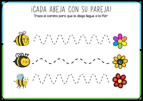 Ejercicios De Trazo Cada Abeja Con Su Pareja