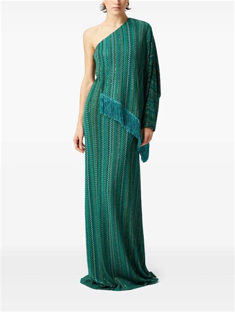 missoni zigzag  shoulder dress green farfetch
