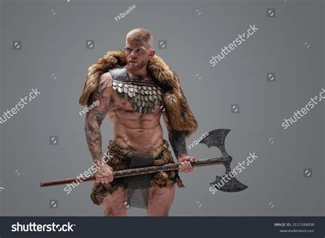 Strong Viking Axe Naked Torso Against Stock Photo Shutterstock