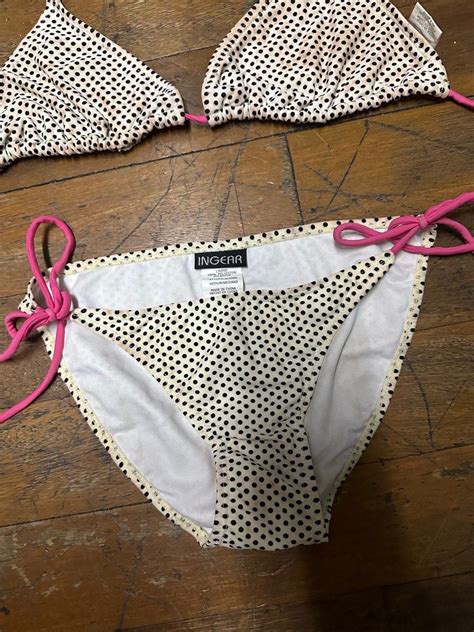 Two Piece Polka Dot Bikini Women S Fashion Swimwear Bikinis Swimsuits On Carousell