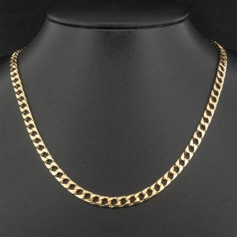 9ct Yellow Gold 18 Inch Square Curb Chain Necklace 12 4g Jewellery