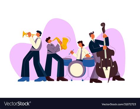 Cartoon jazz band play music on saxophone trumpet Vector Image