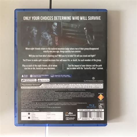 PS4: Until Dawn, Video Gaming, Video Games, PlayStation on Carousell