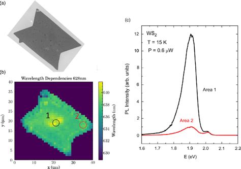 A SEM Picture Of A Butterfly Shaped WS 2 Monolayer B 2D PL Map