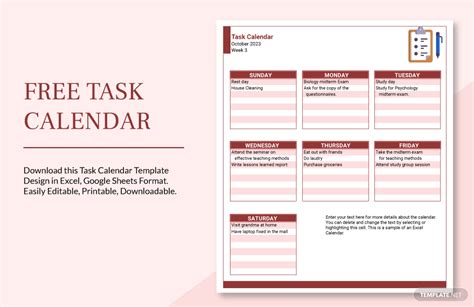 Task Calender Imelda Philly