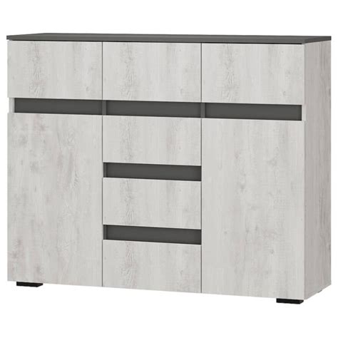 Комод комбинированный с 6 ящиками и дверцами бетон пайн светлый, графит ...