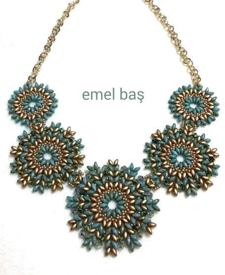 Superduo Necklace With Swarovski Crystals By Emel Bas From Turkey