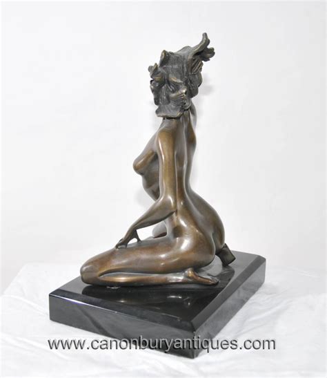 Art Deco Bronze Nude Female Figurine Statue Erotic S Stunner