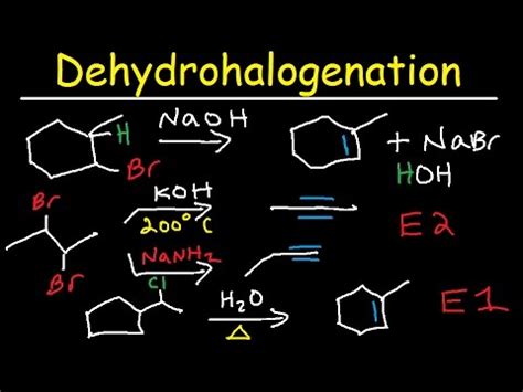 Dehydrohalogenation of Alkyl Halides Reaction Mechanism - E1 & E2 - YouTube