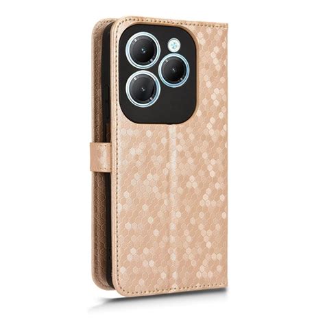 Peněženkové pouzdro Honeycomb Dot Texture Case zlaté Infinix Hot Pro Levné Kryty