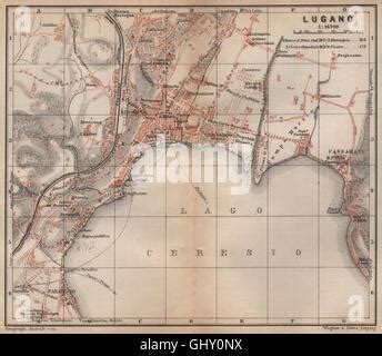 Lugano Mapa De Ciudad Vintage Plan Suiza Fotograf A De Stock