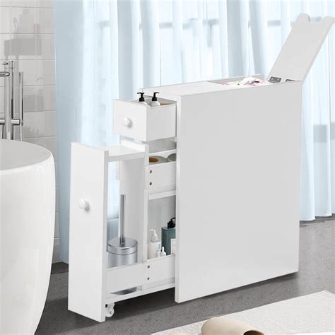 Spirich Home Slim Bathroom Storage Cabinet Free Standing Toilet Paper Holder Bathroom Cabinet