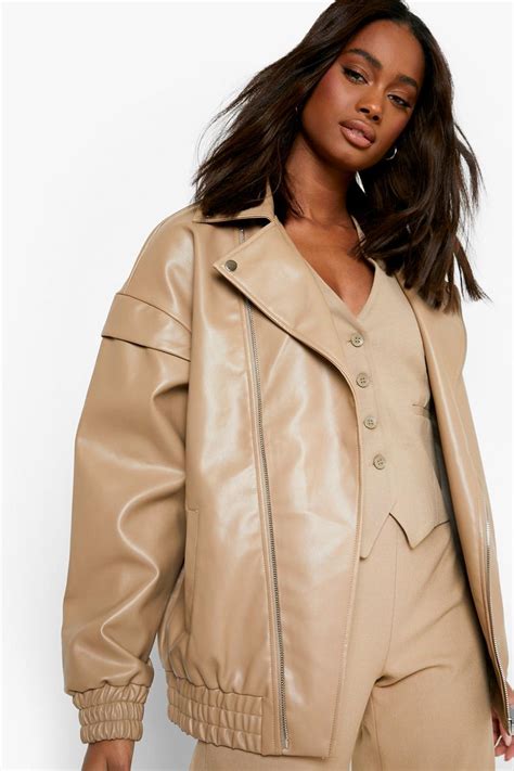 Oversized Faux Leather Jacket Boohoo