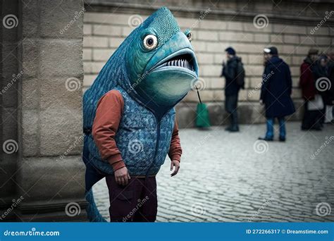 Man Disguised with a Fish Costume for the April Fool S Day Joke Illustration Generative Ai Stock ...