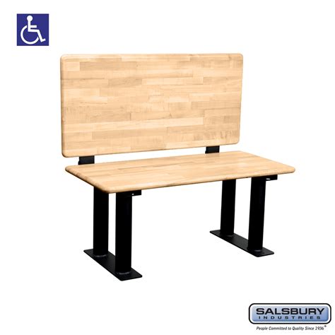 Wood ADA Locker Bench with back support 42 Inches Wide Light Finish | Lockers.com