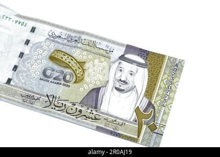 Sar Twenty Saudi Arabia Riyals Banknotes Currency Bill Money An Old