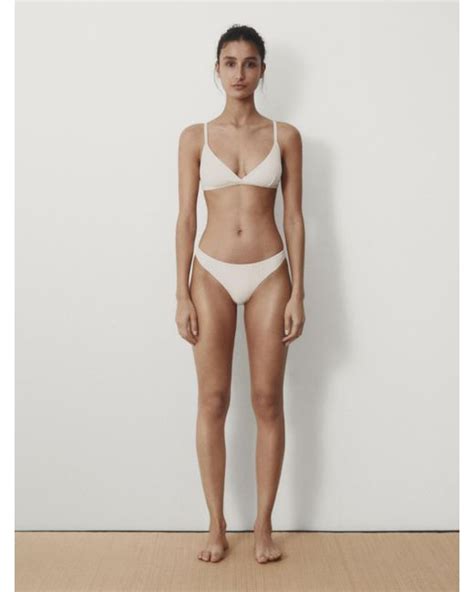 MASSIMO DUTTI Textured Triangle Bikini Top In White Lyst