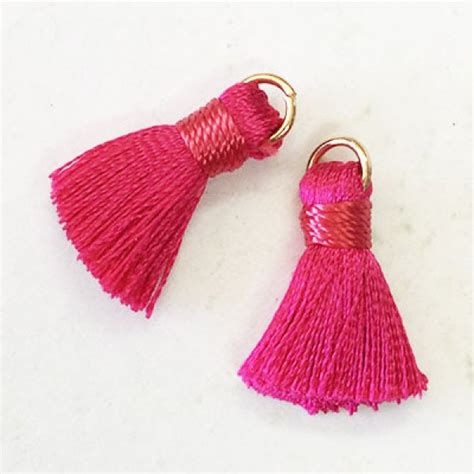 Mm Silk Mini Tassels With Gold Jumpring Pack Of Hot Pink Tassels