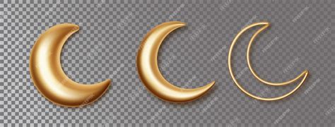 Полумесяцы 3d золотые декоративные векторные элементы, изолированные на ...