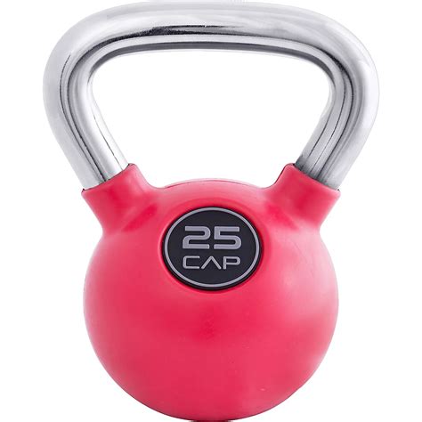 Cap Barbell Rubber Coated 25 Lb Kettlebell With Chrome Handle Academy