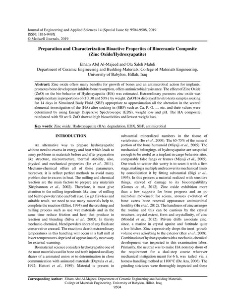 Pdf Preparation And Characterization Bioactive Properties Of Bioceramic Composite Zinc Oxide