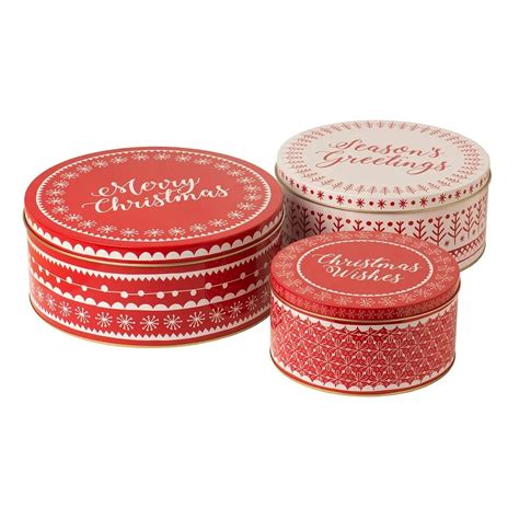 Cake Tin Set: Set of 3 Christmas Cake Tins, Round - The Big Kitchen ...