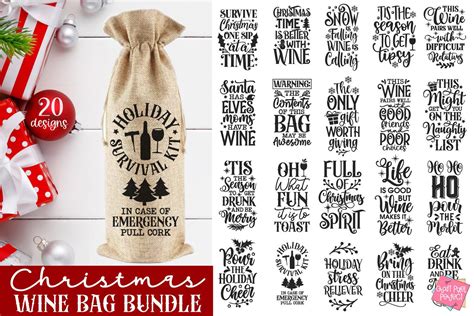 Wine Bag Svg Christmas Wine Svg Funny Wine Bundle Drinking Etsy