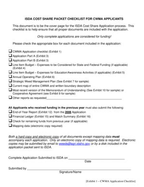 Fillable Online Agri Idaho Cwma Application Checklist Idaho Gov