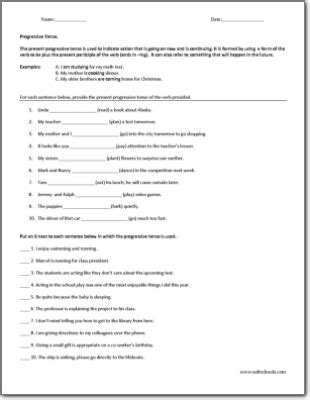 Progressive Tense Worksheet Worksheets Library