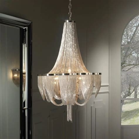 Illuminate Your Space with the Empire Silver Chain Chandelier