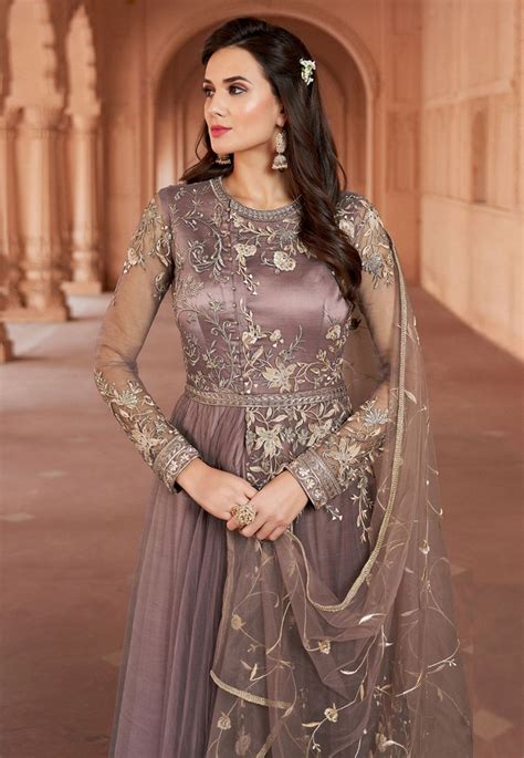 Shaded Purple Net Flared Long Anarkali Suit 1626 Party Wear Dresses