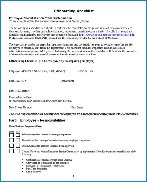 Excel Employee Offboarding Checklist Template Printable Templates