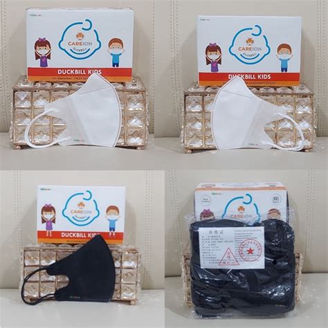 Jual Masker Duckbill Anak Hitam Putih Ply Isi Pcs Careion Garis