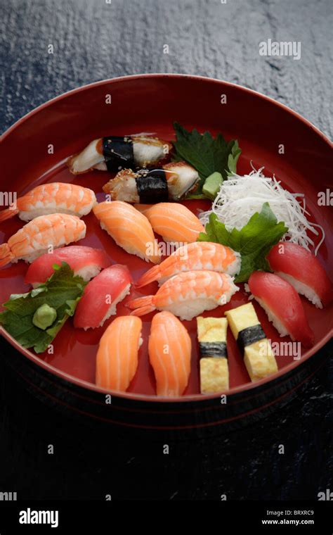 nigiri sushi combination  platter stock photo alamy