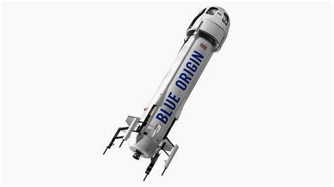 Blue Origin New Shepard Rocket Booster With Crew Capsule Rigged 3d Model