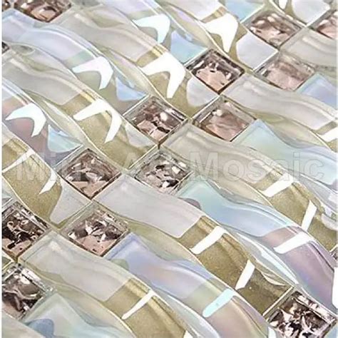 Iridescent Woven Wave Mosaic Arch Mosaic Crystal Glass Art Mosaic Tile Kitchen Backsplash Tile