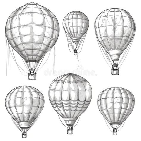 Hot Air Balloon Set Contour Drawings For Design Stock Image Image Of Graphics Shape 344269751