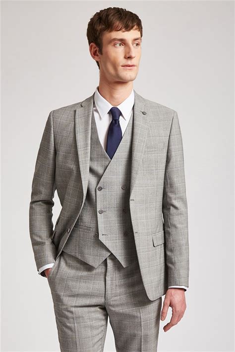 Ted Baker Men S Grey Check Slim Fit Jacket Suit Direct