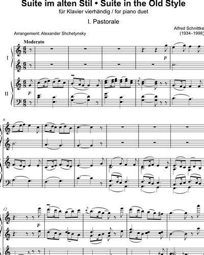 Suite In Old Style Piano Hands Sheet Music By Alfred Schnittke