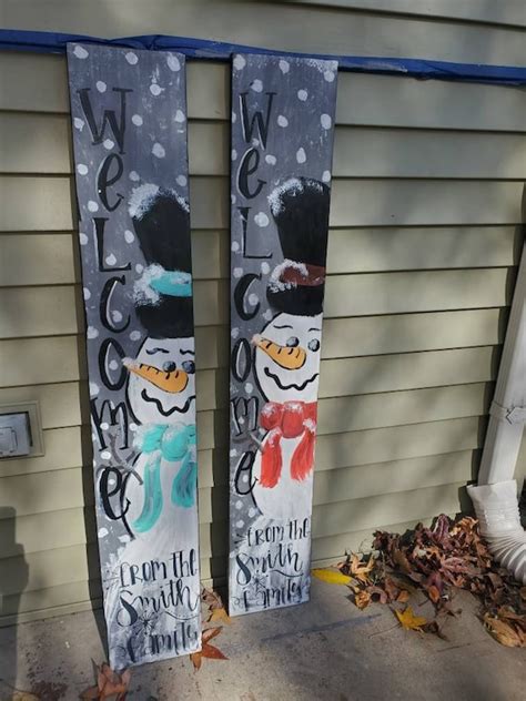 Snowman Welcome Front Porch Sign Etsy