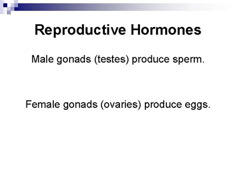 Reproductive Hormones Reproductive Hormones Male Gonads Testes Produce