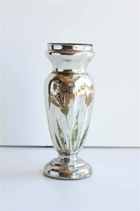 Antique Hand Painted Mercury Glass Vase 2 Available At 1stdibs