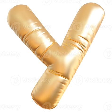 Gold Bubble Letter Y Font 3d Render 36305554 Png