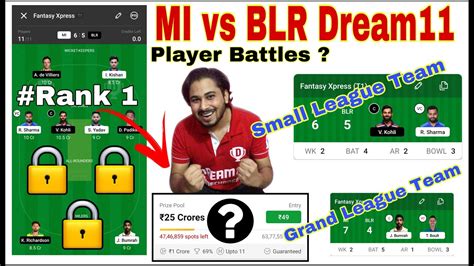 Mi Vs Blr Dream11 Mi Vs Blr Dream11 Team Today Mi Vs Blr Dream11