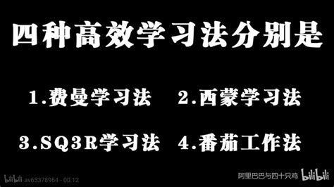 四种高效学习法：费曼学习法、西蒙学习法、sq3r学习法、番茄工作法 哔哩哔哩