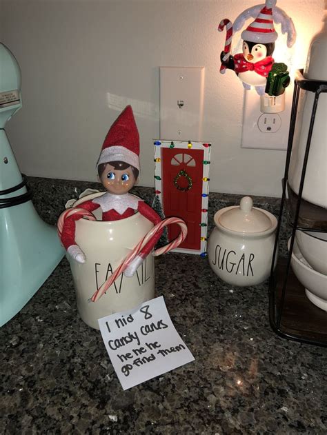 Elf His Candy Canes Elf Ideas Easy Elf On The Shelf Candy Cane Game