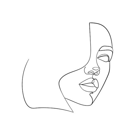 Premium Vector One Line Drawing Face Abstract Woman Portrait Modern